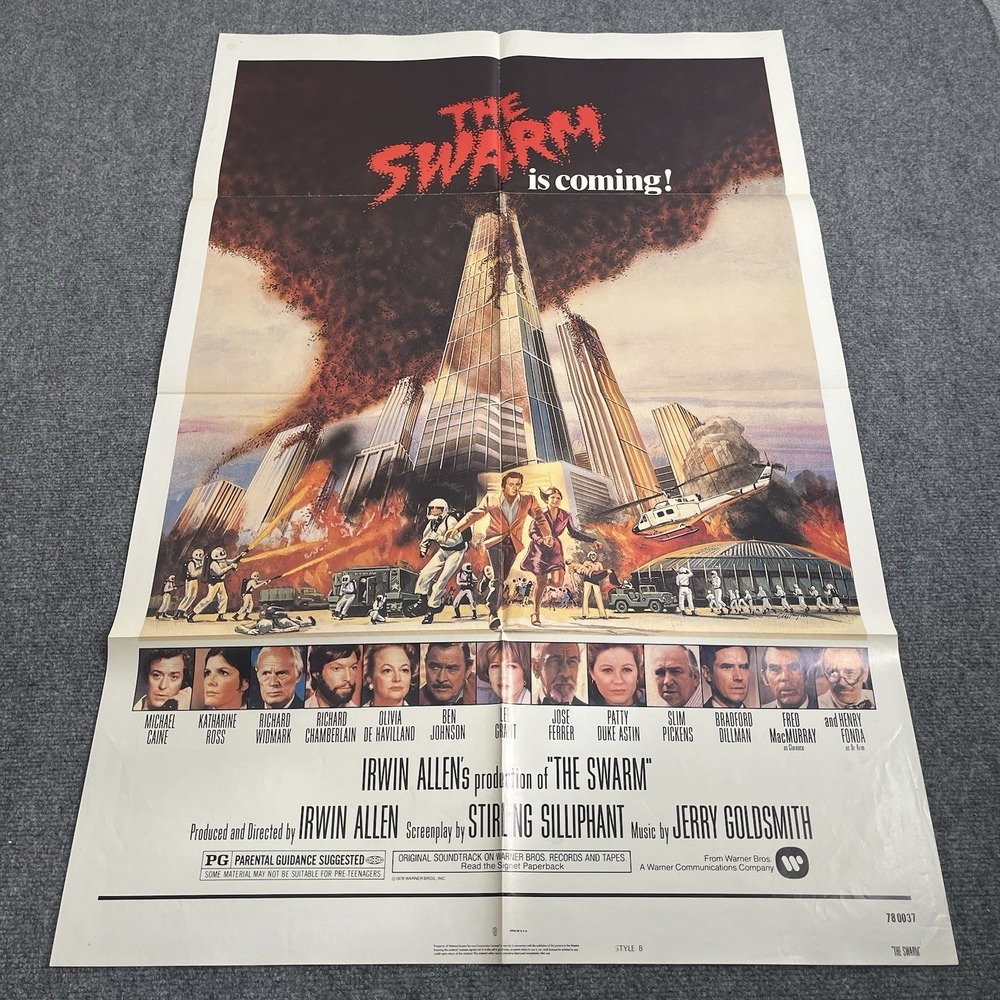 THE SWARM ORIGINAL FOLDED 27X41 MOVIE POSTER‎ HENRY FONDA 1978 IRWIN ALLEN VTG